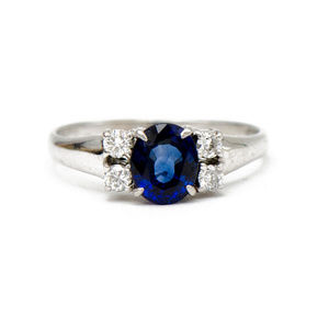 Blue Sapphire with Diamond Accent Ring